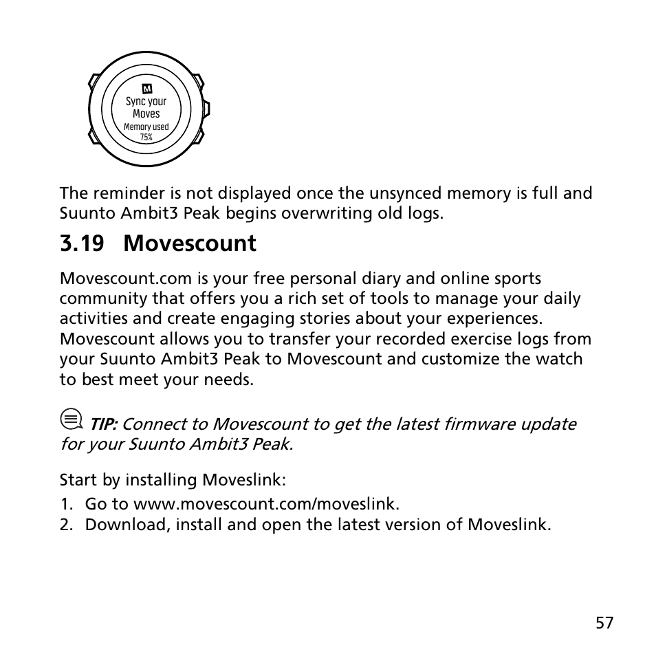 19 movescount | SUUNTO AMBIT3 PEAK User Manual | Page 57 / 127