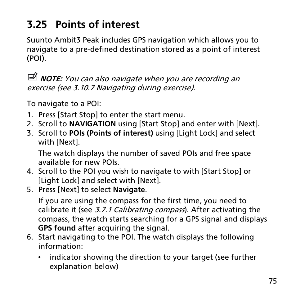 25 points of interest | SUUNTO AMBIT3 PEAK User Manual | Page 75 / 127