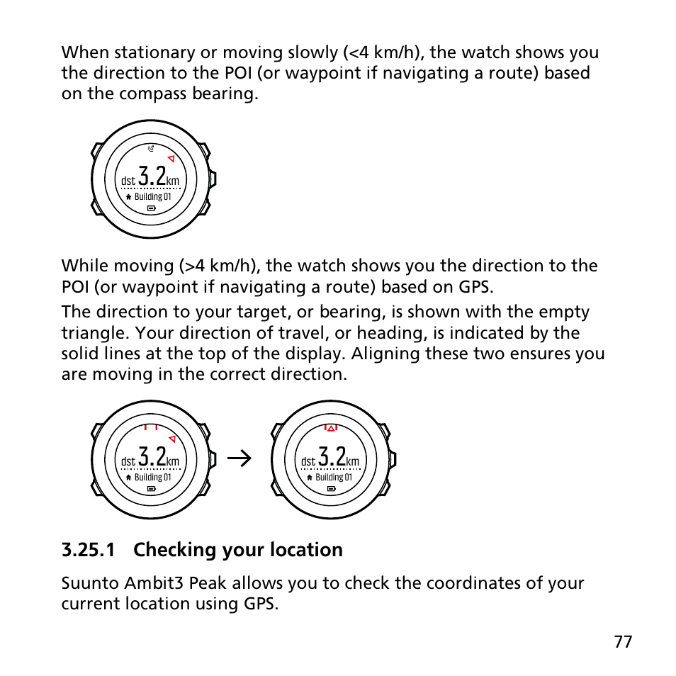 1 checking your location | SUUNTO AMBIT3 PEAK User Manual | Page 77 / 127