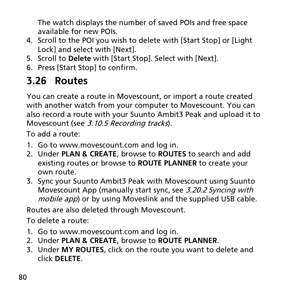 26 routes | SUUNTO AMBIT3 PEAK User Manual | Page 80 / 127