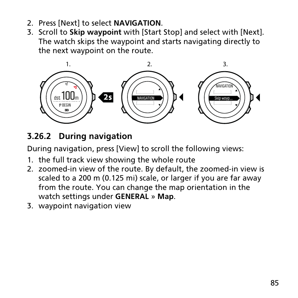 2 during navigation | SUUNTO AMBIT3 PEAK User Manual | Page 85 / 127