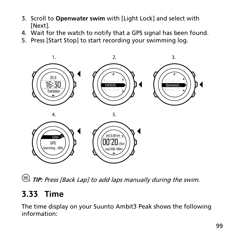 33 time | SUUNTO AMBIT3 PEAK User Manual | Page 99 / 127