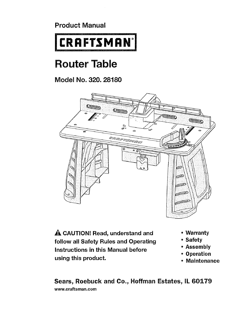 Craftsman 320. 28180 User Manual | 24 pages