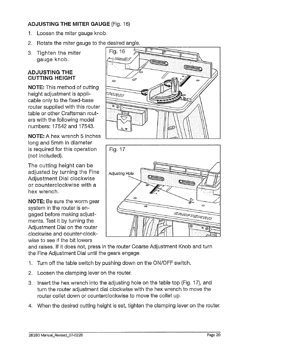 Craftsman 320. 28180 User Manual | Page 20 / 24
