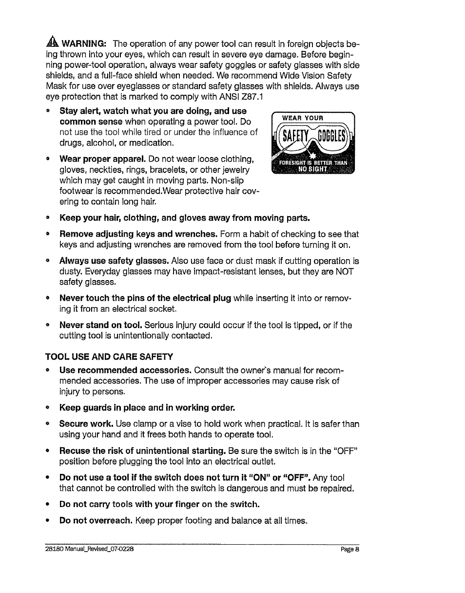 Craftsman 320. 28180 User Manual | Page 8 / 24