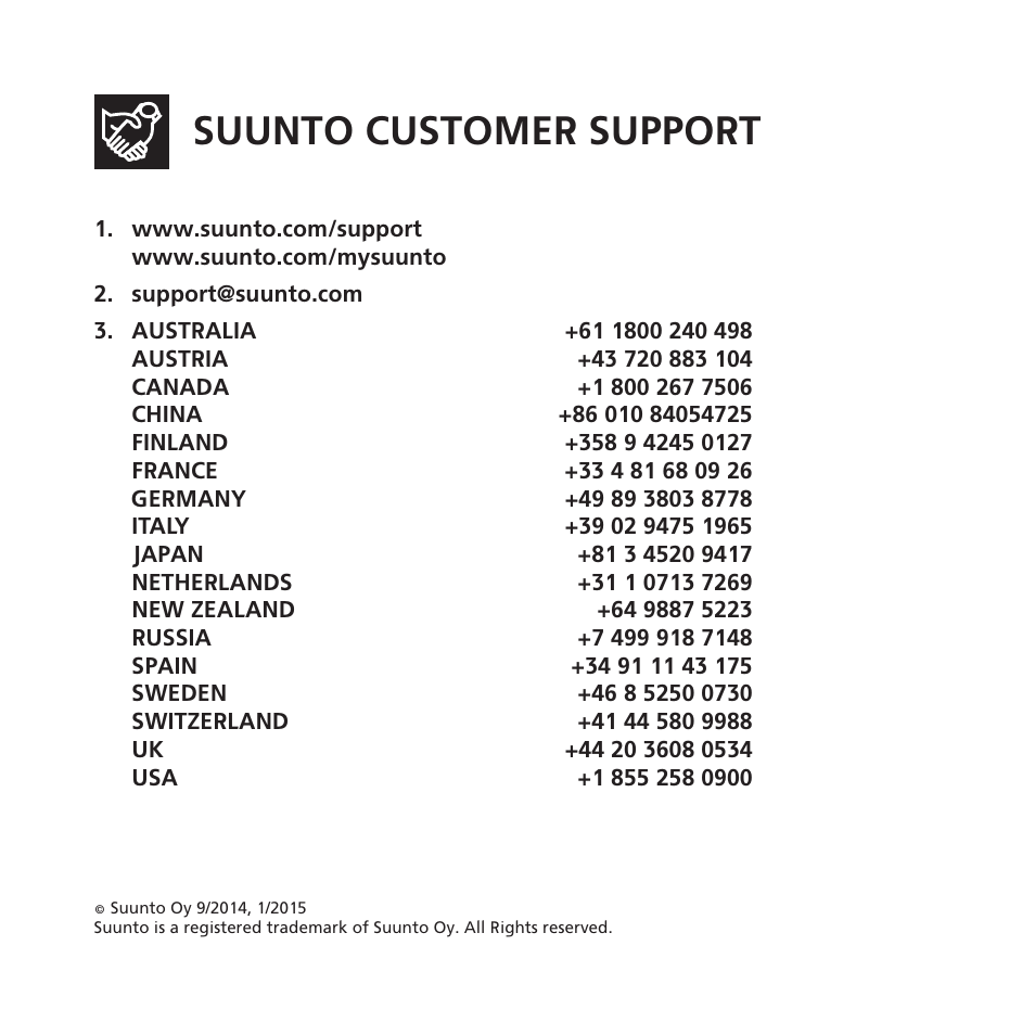 Suunto customer support | SUUNTO AMBIT3 SPORT User Manual | Page 112 / 112