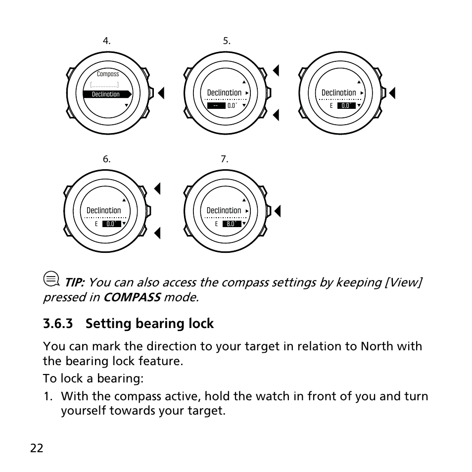 3 setting bearing lock | SUUNTO AMBIT3 SPORT User Manual | Page 22 / 112