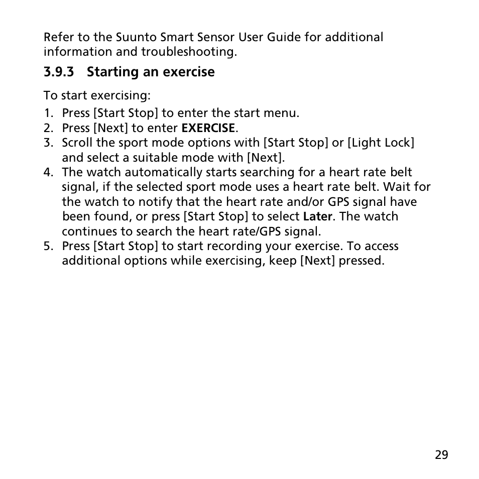 3 starting an exercise | SUUNTO AMBIT3 SPORT User Manual | Page 29 / 112