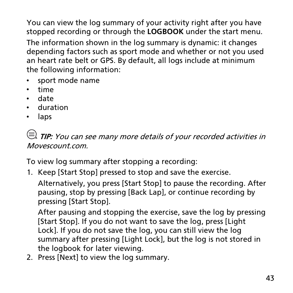 SUUNTO AMBIT3 SPORT User Manual | Page 43 / 112