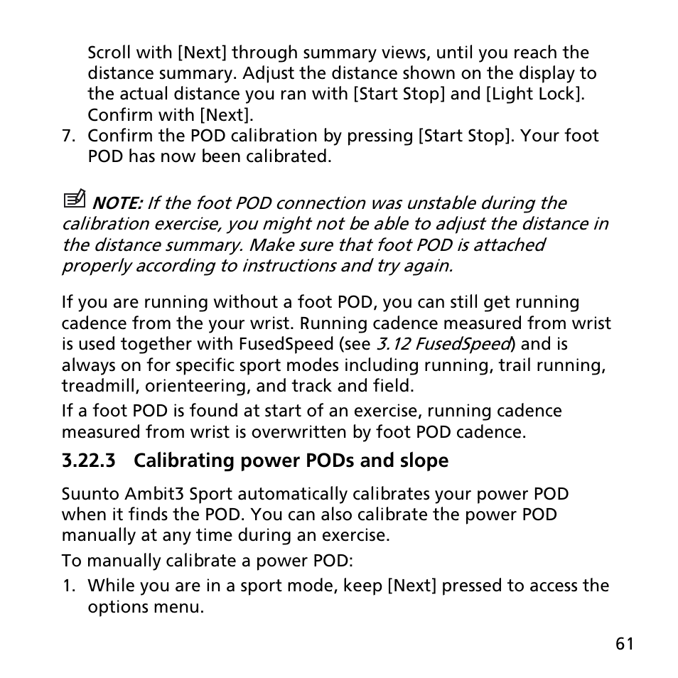 3 calibrating power pods and slope | SUUNTO AMBIT3 SPORT User Manual | Page 61 / 112