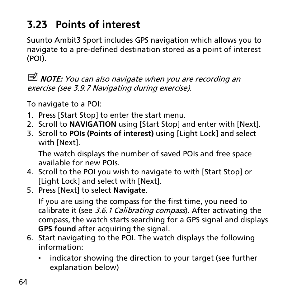 23 points of interest | SUUNTO AMBIT3 SPORT User Manual | Page 64 / 112