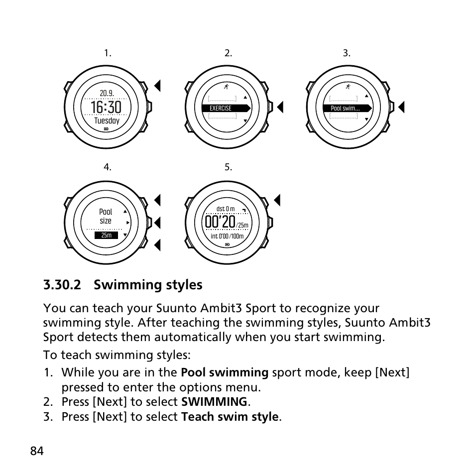 2 swimming styles | SUUNTO AMBIT3 SPORT User Manual | Page 84 / 112