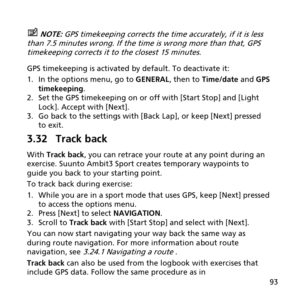 32 track back | SUUNTO AMBIT3 SPORT User Manual | Page 93 / 112