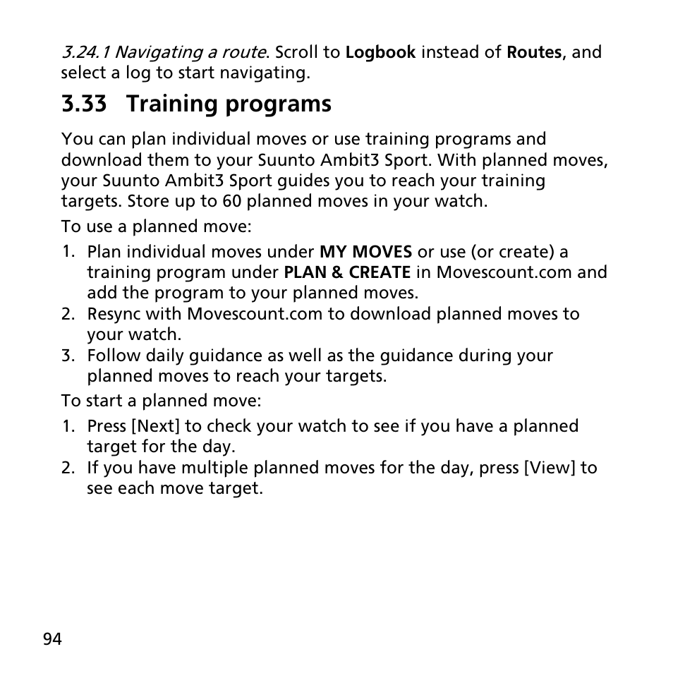 33 training programs | SUUNTO AMBIT3 SPORT User Manual | Page 94 / 112