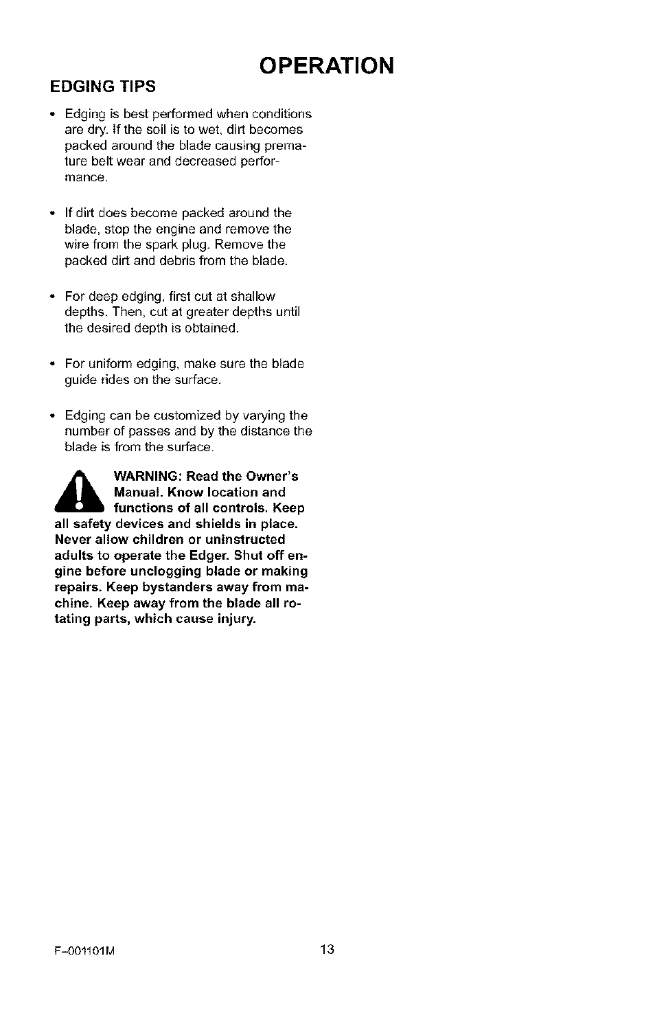 Operation | Craftsman 536.772101 User Manual | Page 13 / 31