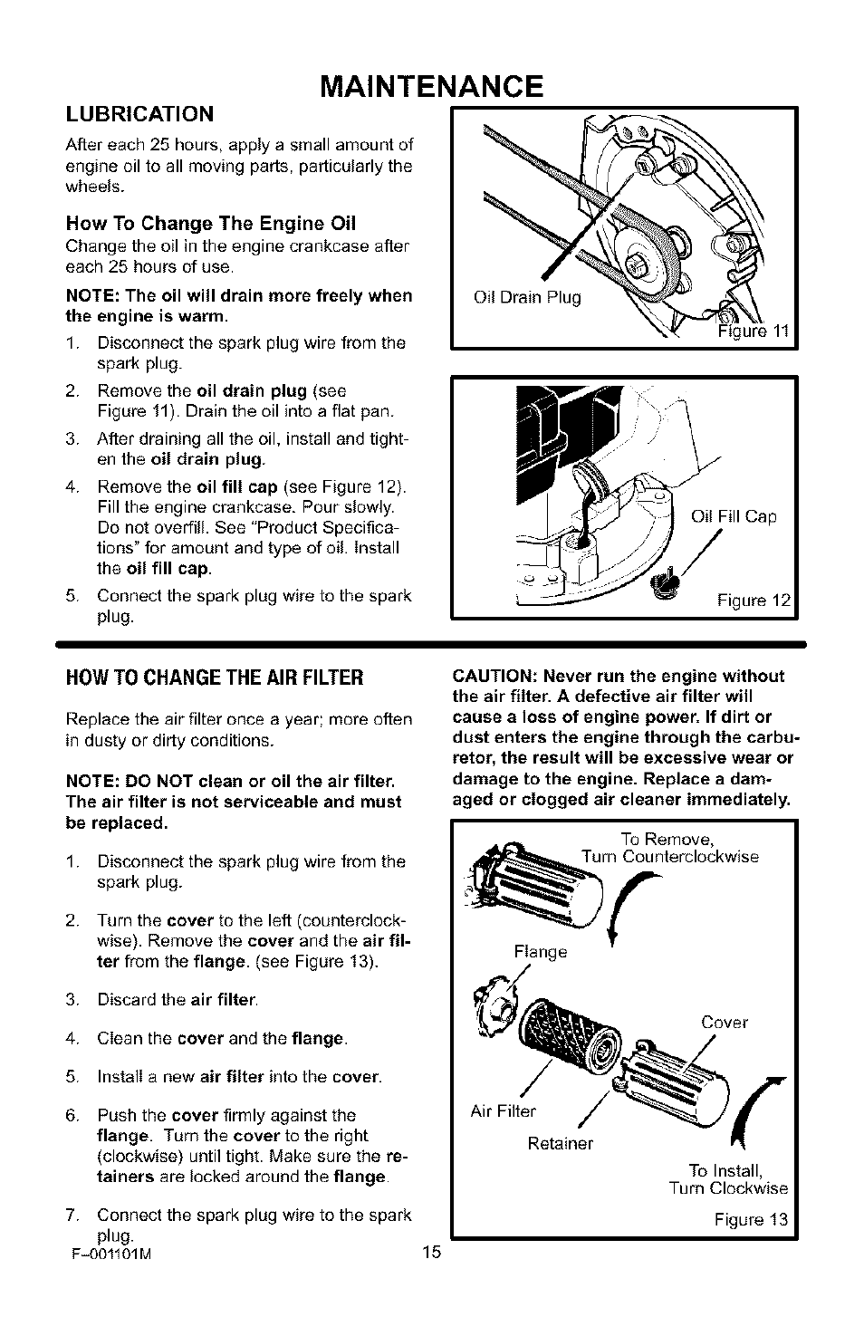 Maintenance | Craftsman 536.772101 User Manual | Page 15 / 31