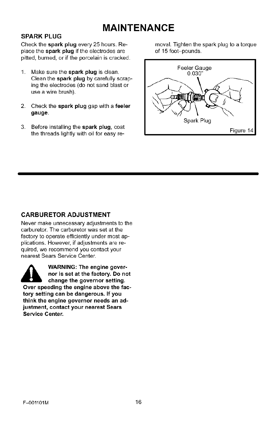 Maintenance | Craftsman 536.772101 User Manual | Page 16 / 31
