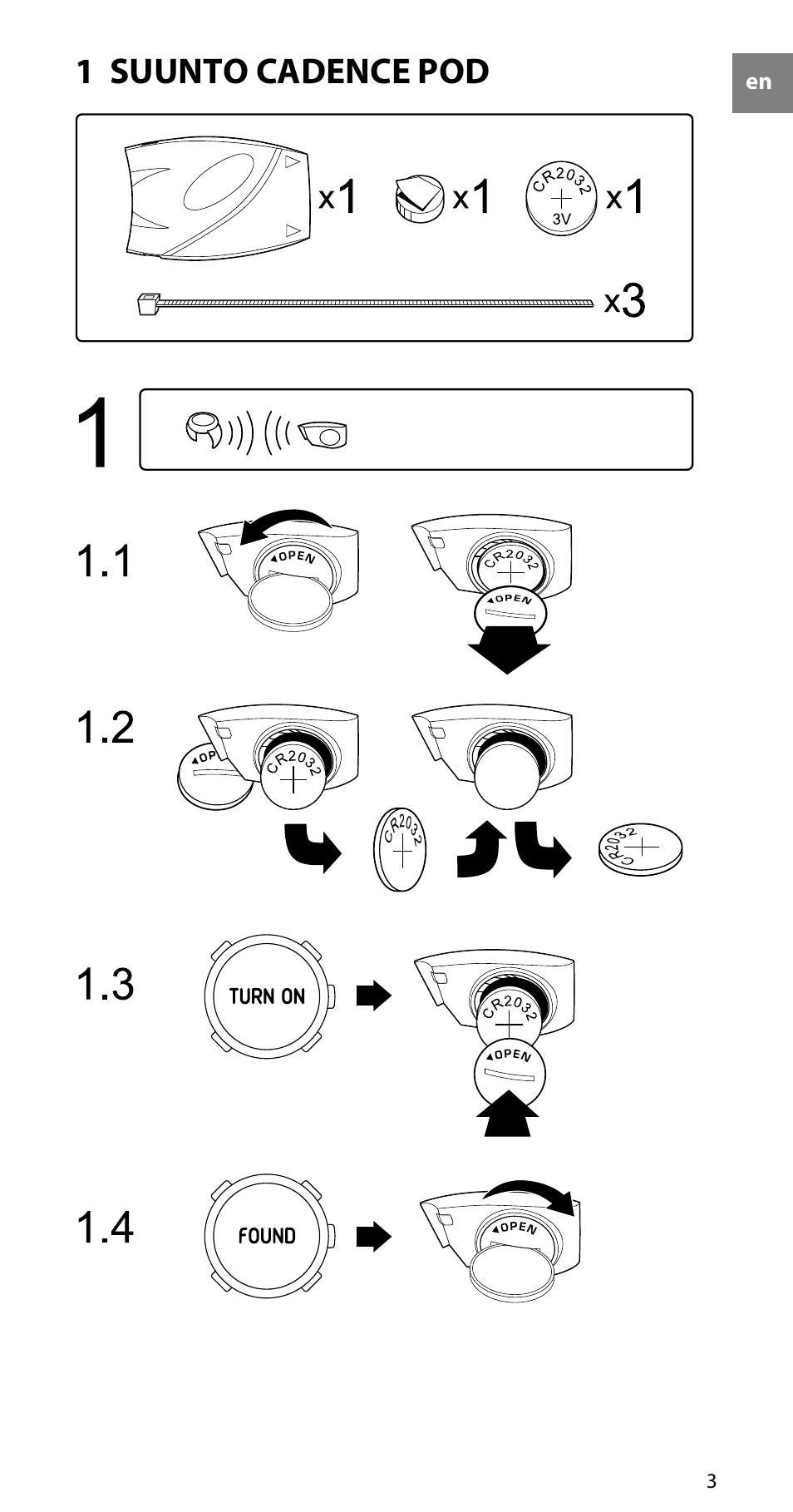 1 suunto cadence pod | SUUNTO CADENCE POD User Manual | Page 3 / 7