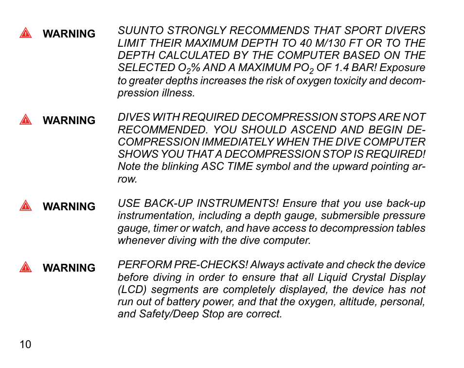 SUUNTO COBRA User Guide User Manual | Page 10 / 123