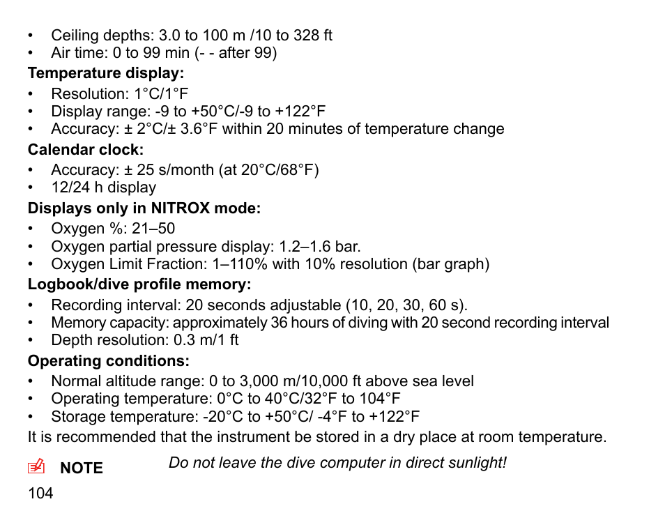 SUUNTO COBRA User Guide User Manual | Page 104 / 123