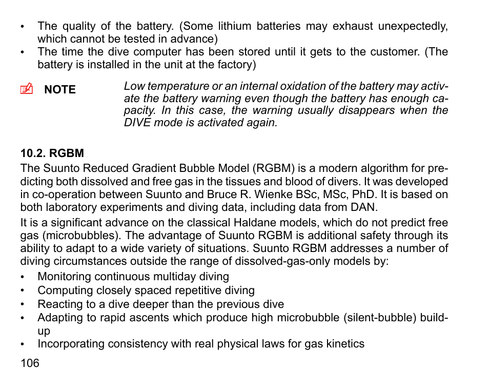 Rgbm | SUUNTO COBRA User Guide User Manual | Page 106 / 123