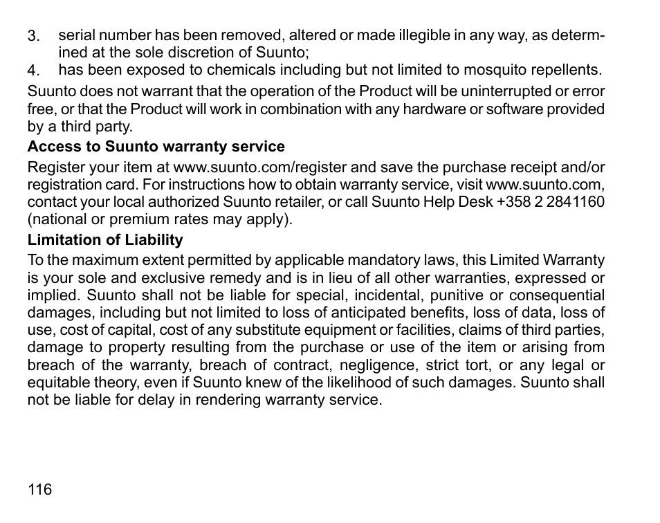 SUUNTO COBRA User Guide User Manual | Page 116 / 123