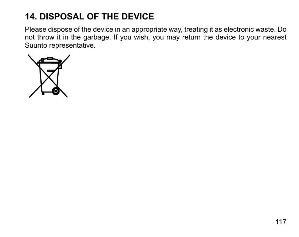 Disposal of the device | SUUNTO COBRA User Guide User Manual | Page 117 / 123