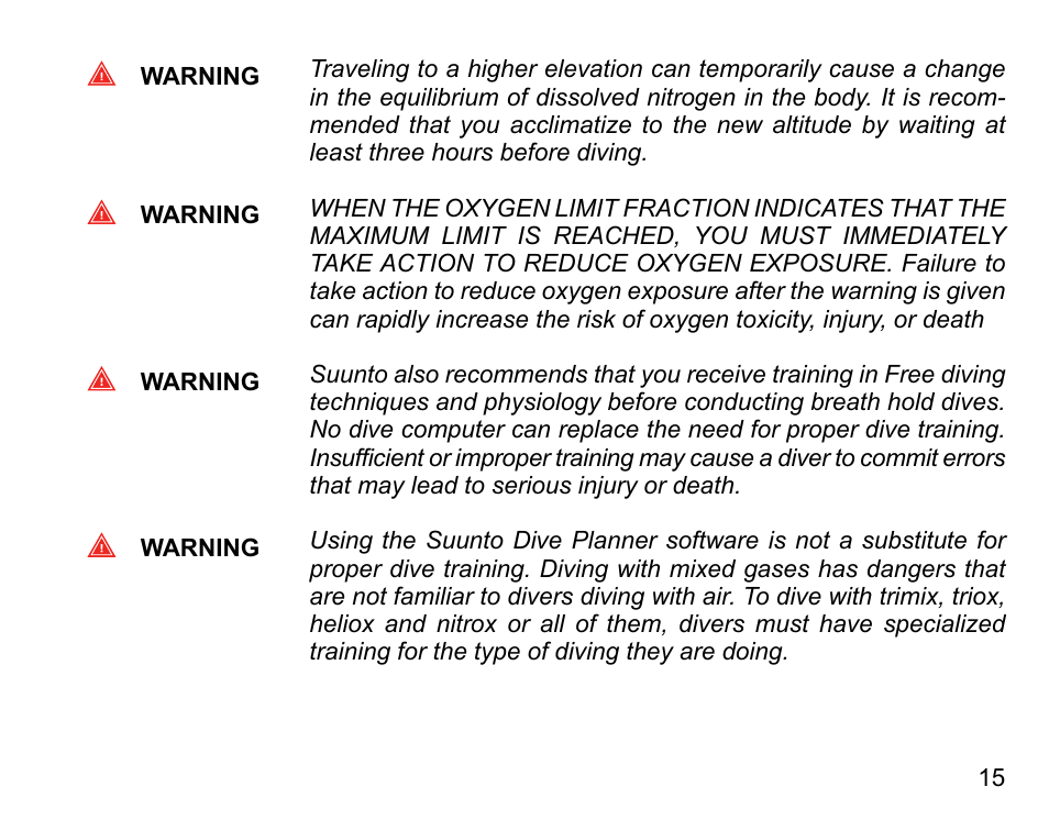 SUUNTO COBRA User Guide User Manual | Page 15 / 123