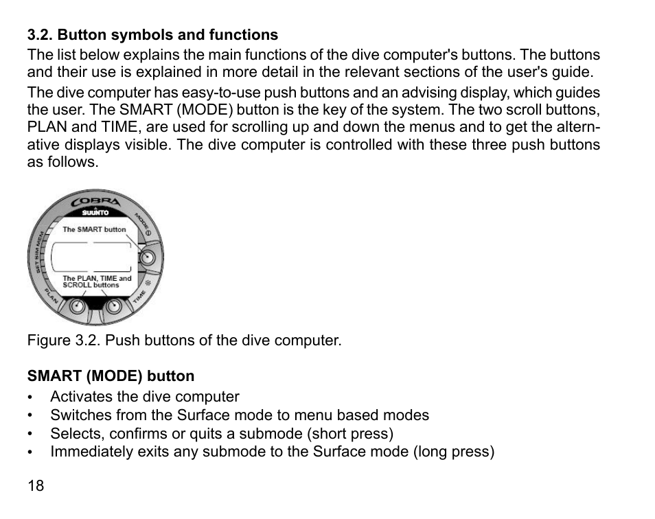 Button symbols and functions | SUUNTO COBRA User Guide User Manual | Page 18 / 123