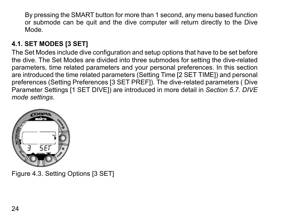 Set modes [3 set | SUUNTO COBRA User Guide User Manual | Page 24 / 123