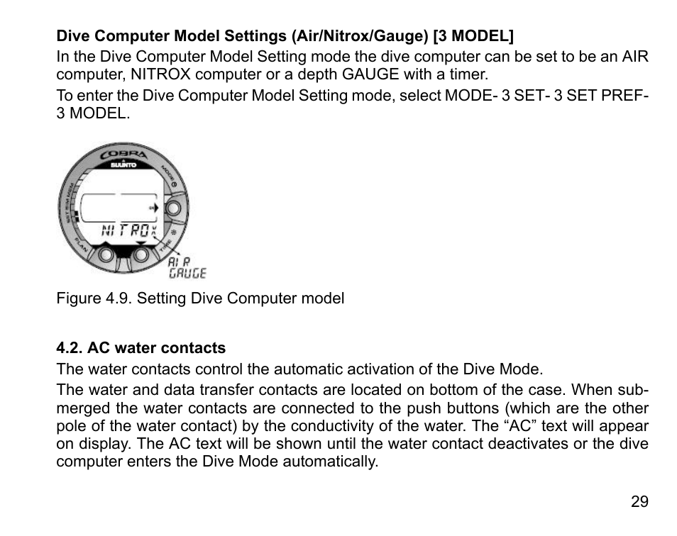 Ac water contacts | SUUNTO COBRA User Guide User Manual | Page 29 / 123