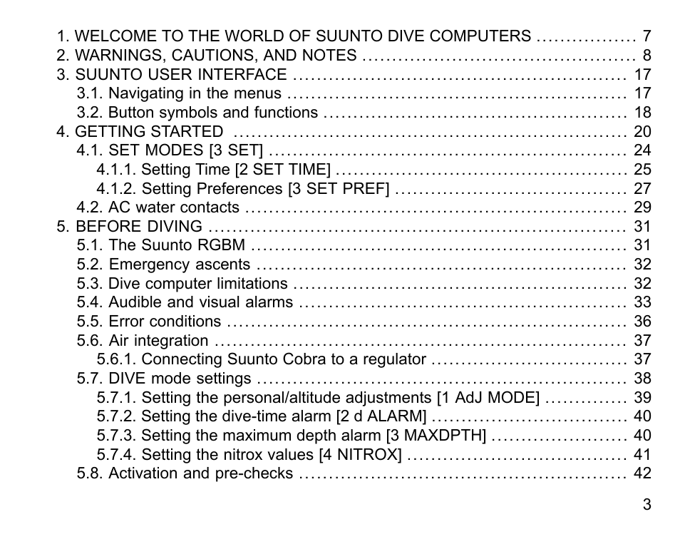 SUUNTO COBRA User Guide User Manual | Page 3 / 123