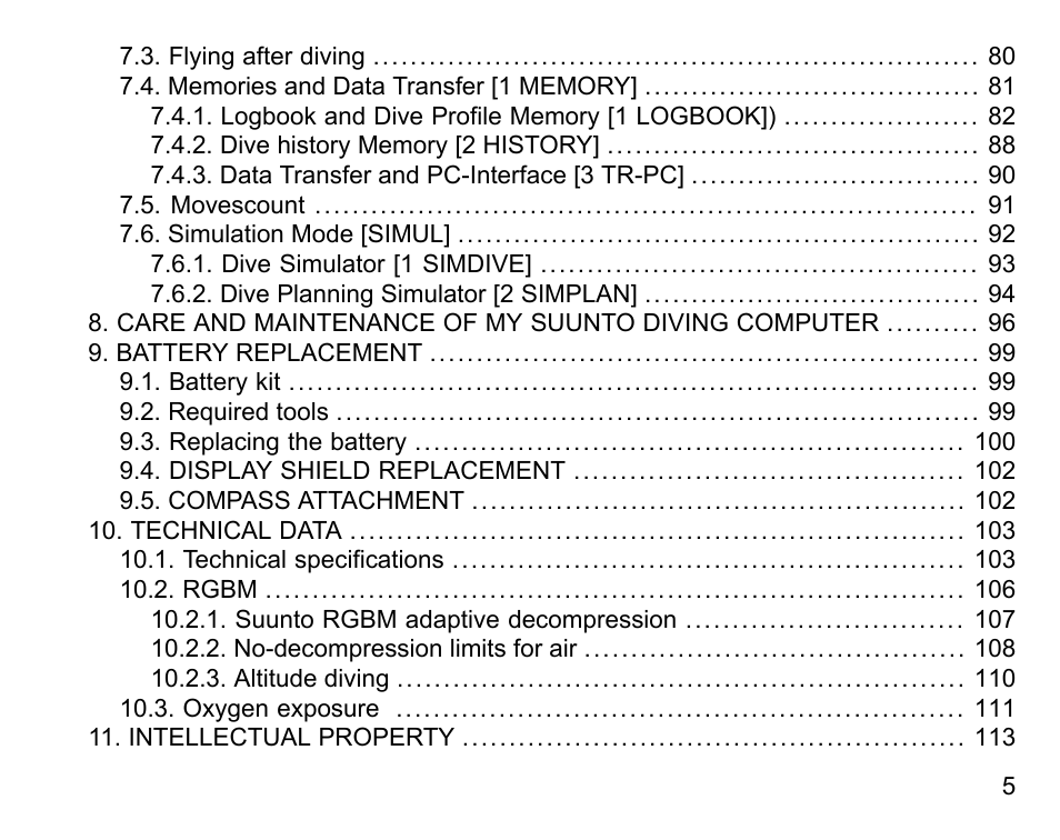 SUUNTO COBRA User Guide User Manual | Page 5 / 123