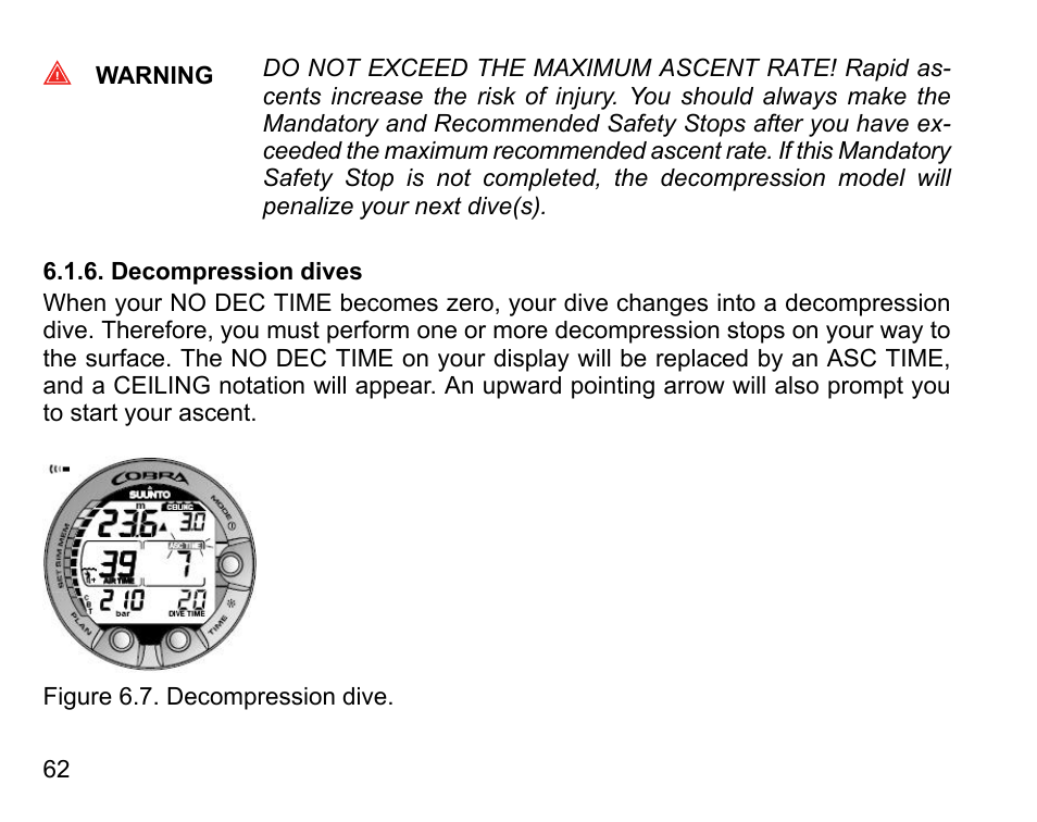 Decompression dives | SUUNTO COBRA User Guide User Manual | Page 62 / 123