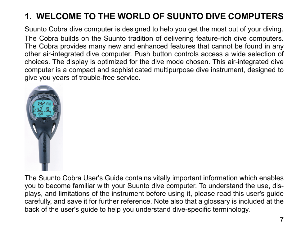 Welcome to the world of suunto dive computers | SUUNTO COBRA User Guide User Manual | Page 7 / 123