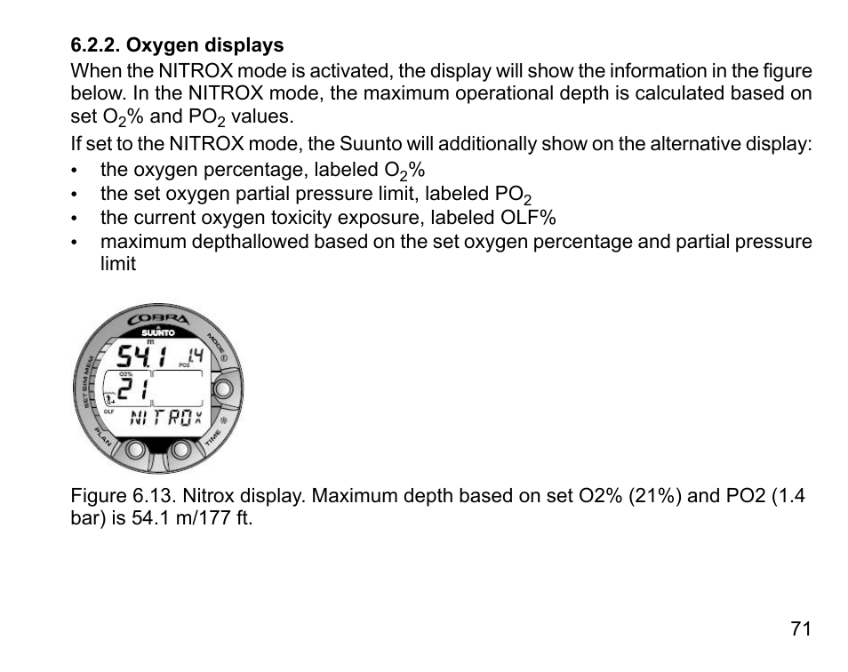 Oxygen displays | SUUNTO COBRA User Guide User Manual | Page 71 / 123