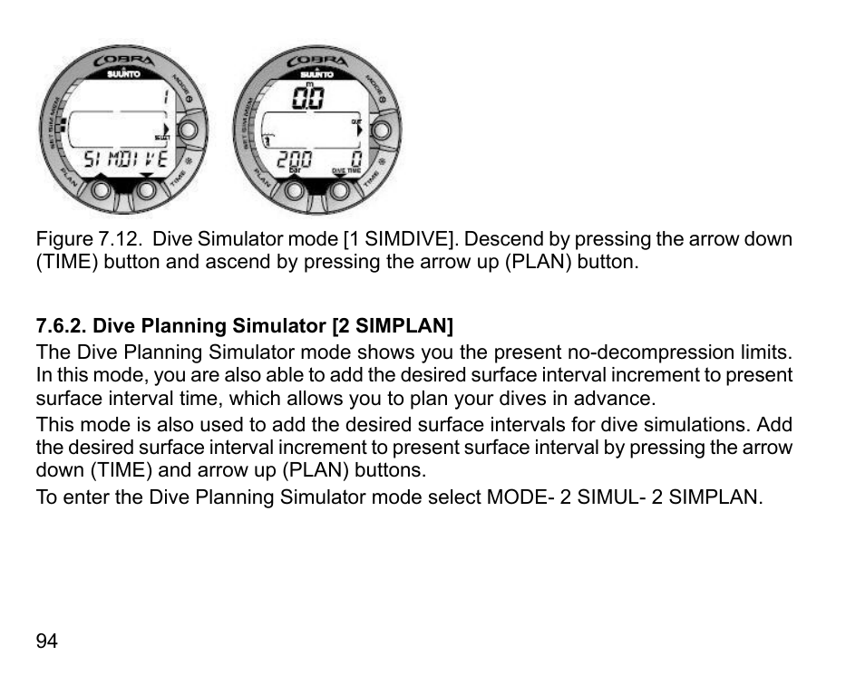 Dive planning simulator [2 simplan | SUUNTO COBRA User Guide User Manual | Page 94 / 123