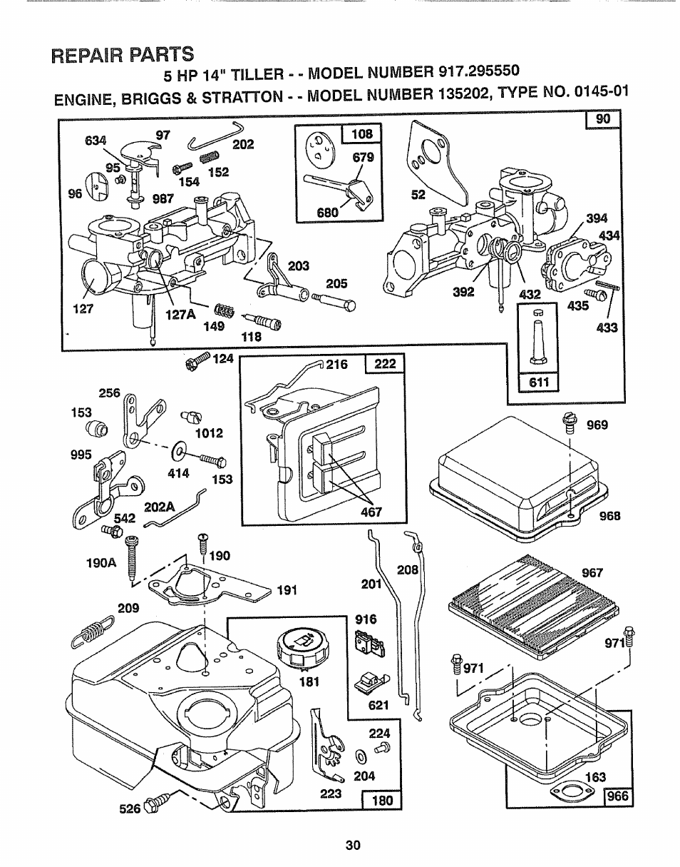 Repair parts | Craftsman 917.295550 User Manual | Page 30 / 36