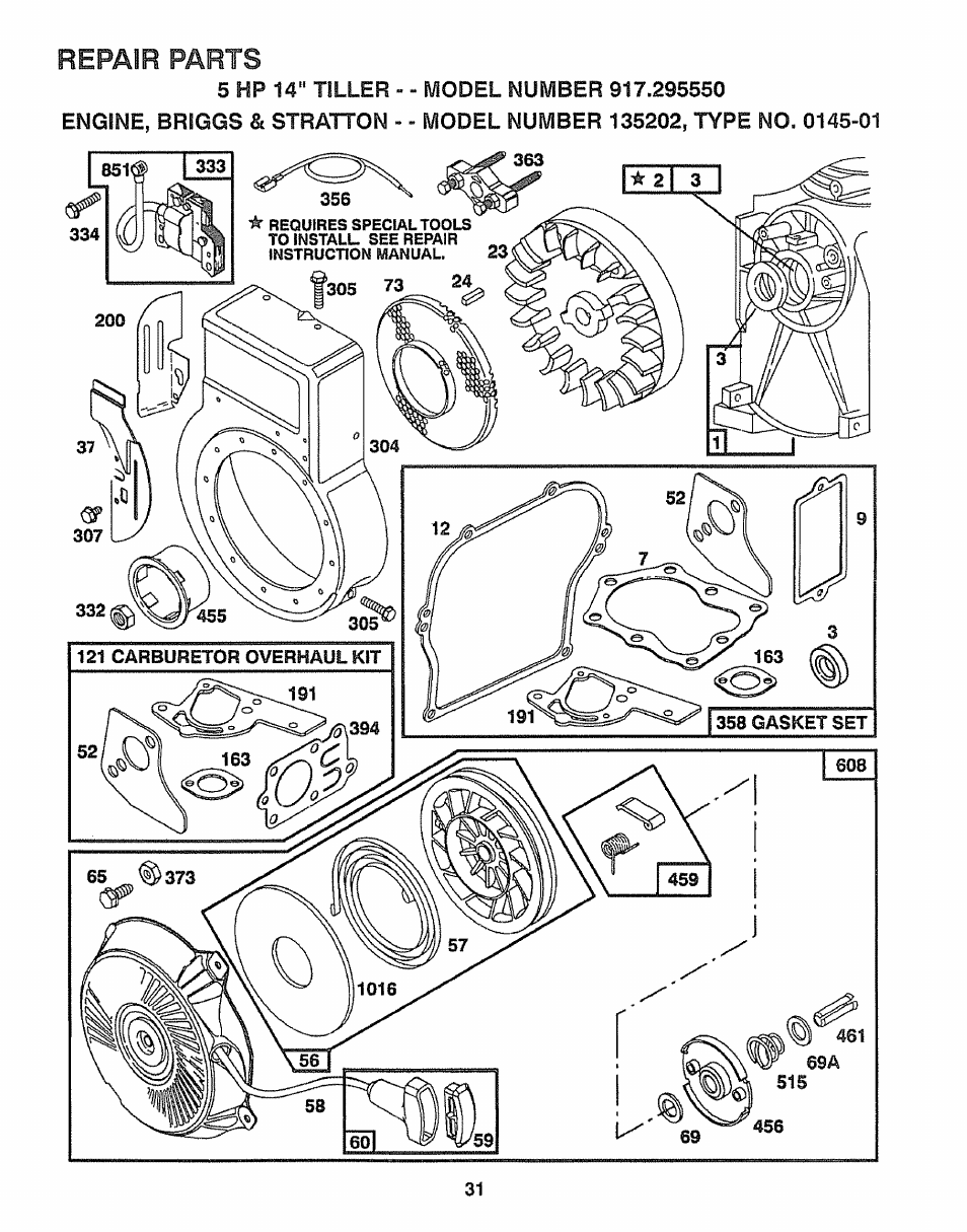 Repair parts | Craftsman 917.295550 User Manual | Page 31 / 36