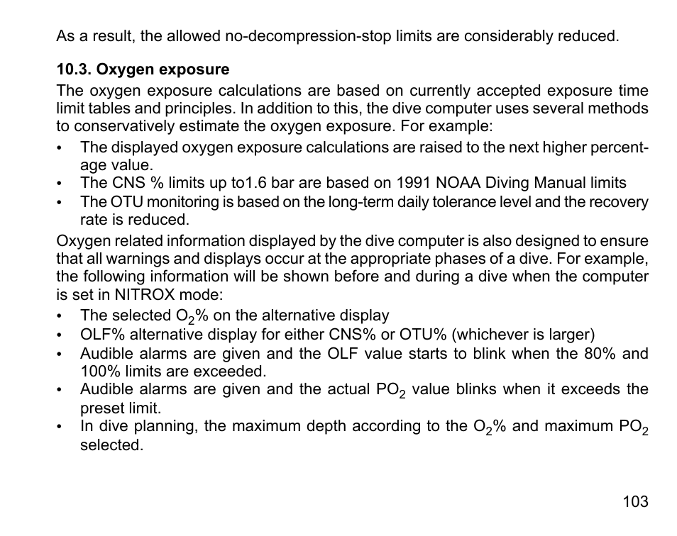 Oxygen exposure | SUUNTO COBRA3 User Guide User Manual | Page 103 / 114