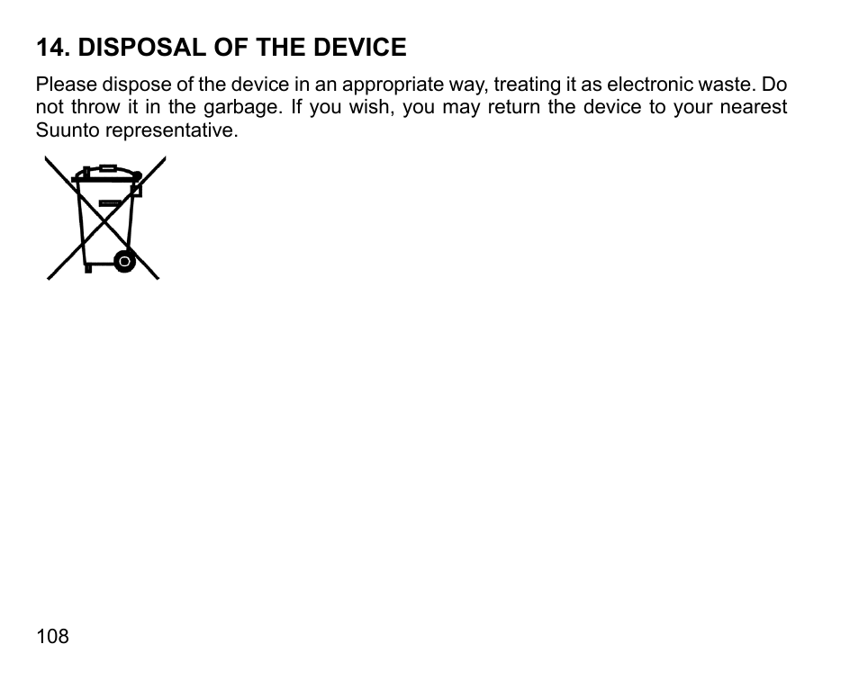 Disposal of the device | SUUNTO COBRA3 User Guide User Manual | Page 108 / 114