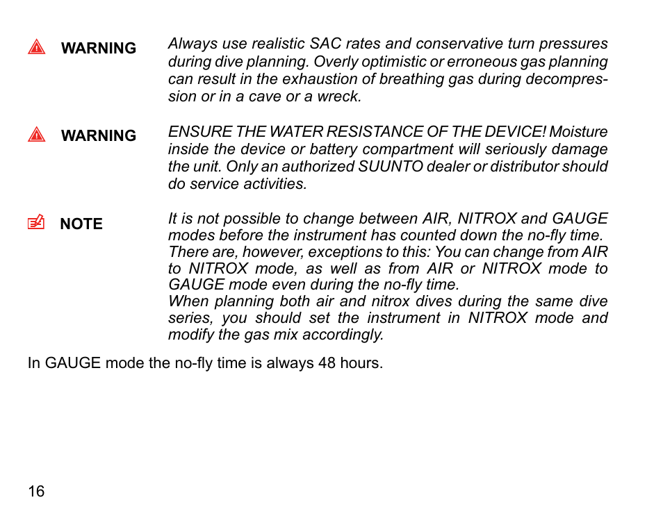 SUUNTO COBRA3 User Guide User Manual | Page 16 / 114