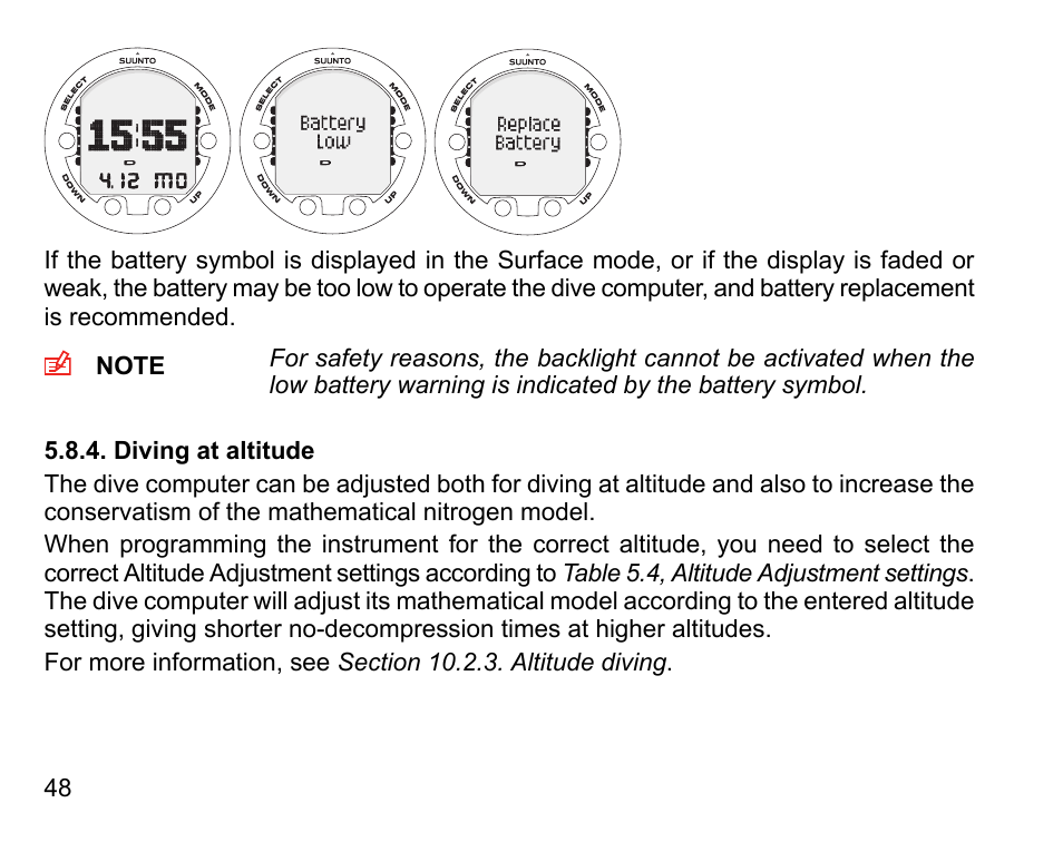 Diving at altitude | SUUNTO COBRA3 User Guide User Manual | Page 48 / 114