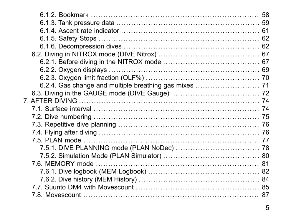 SUUNTO COBRA3 User Guide User Manual | Page 5 / 114