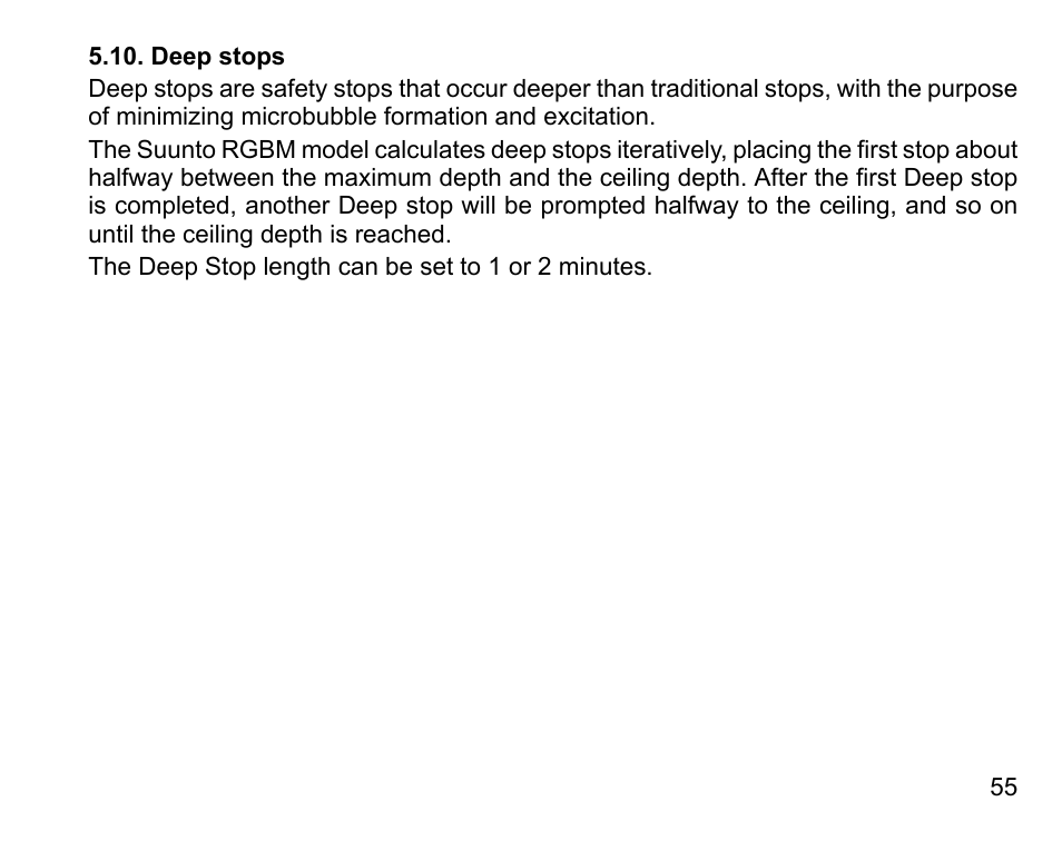 Deep stops | SUUNTO COBRA3 User Guide User Manual | Page 55 / 114