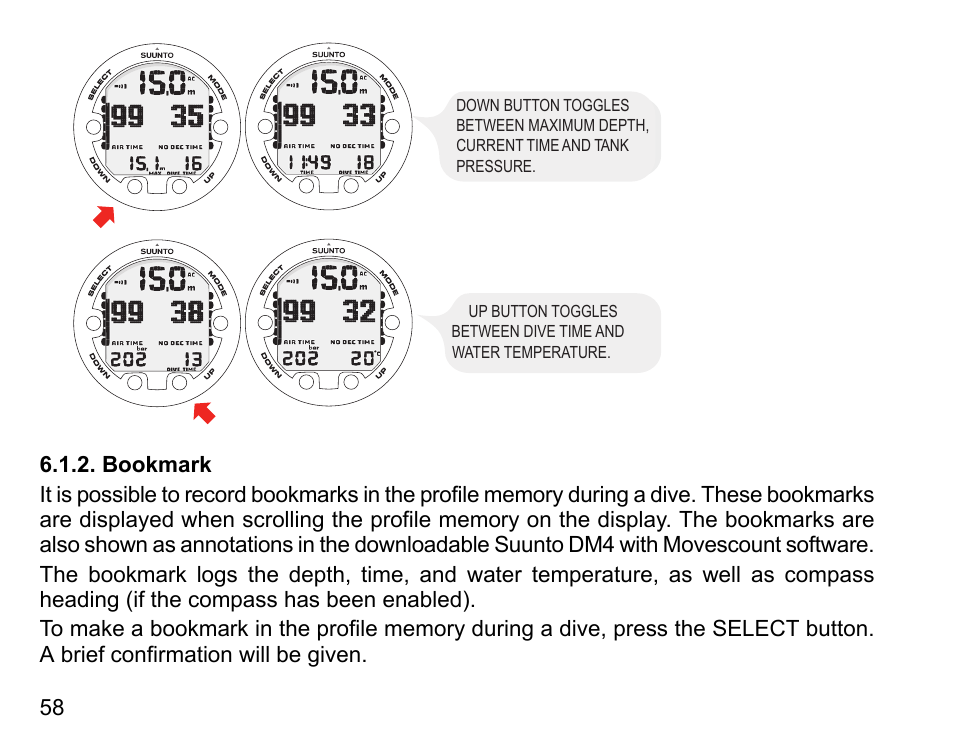 Bookmark | SUUNTO COBRA3 User Guide User Manual | Page 58 / 114