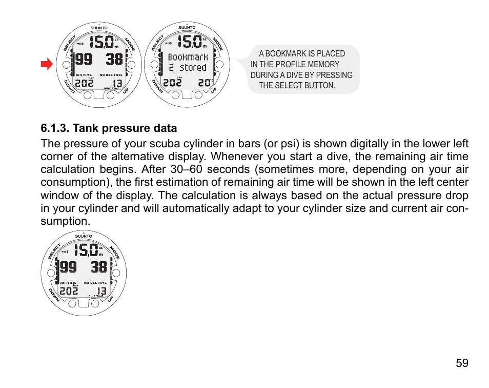 Tank pressure data | SUUNTO COBRA3 User Guide User Manual | Page 59 / 114