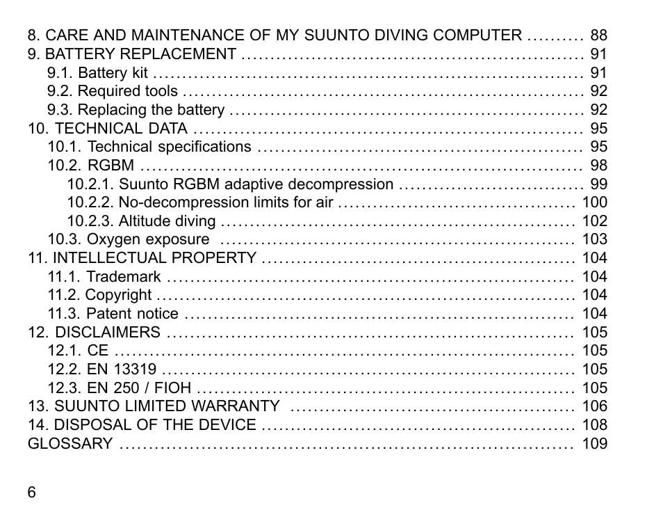 SUUNTO COBRA3 User Guide User Manual | Page 6 / 114