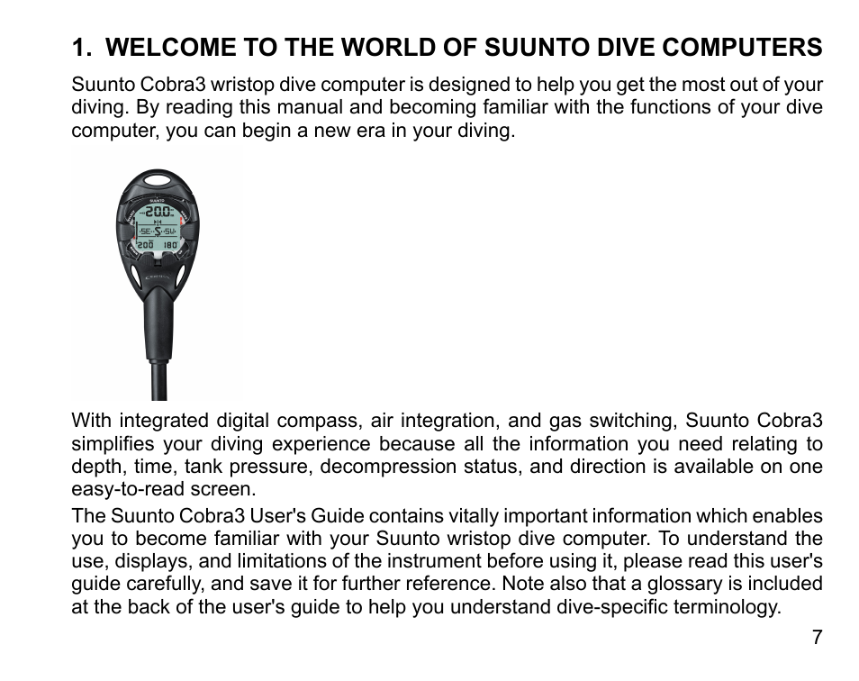 Welcome to the world of suunto dive computers | SUUNTO COBRA3 User Guide User Manual | Page 7 / 114