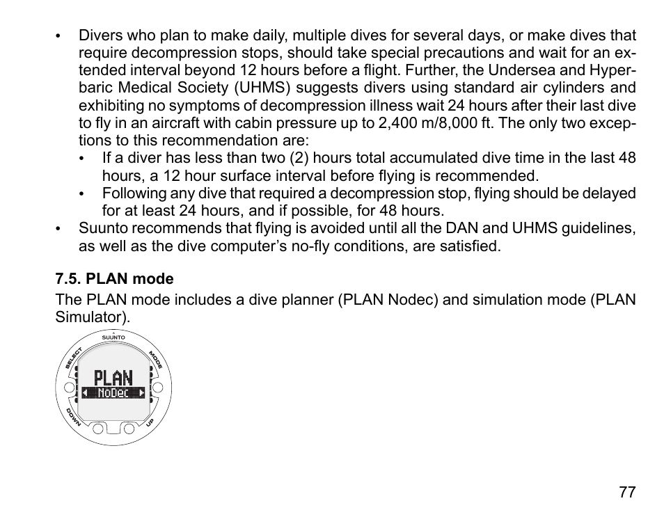 Plan mode | SUUNTO COBRA3 User Guide User Manual | Page 77 / 114